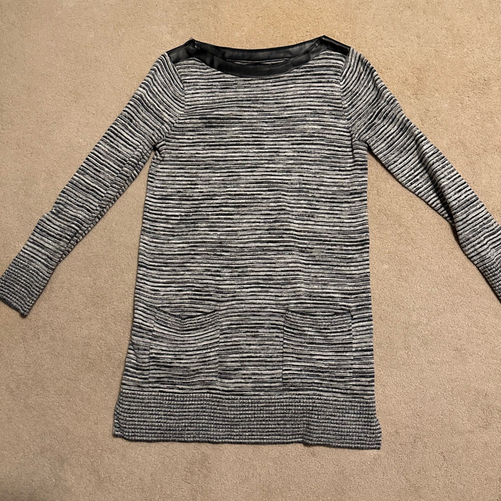 JEANNE PIERRE Black and Gray Striped Sweater
